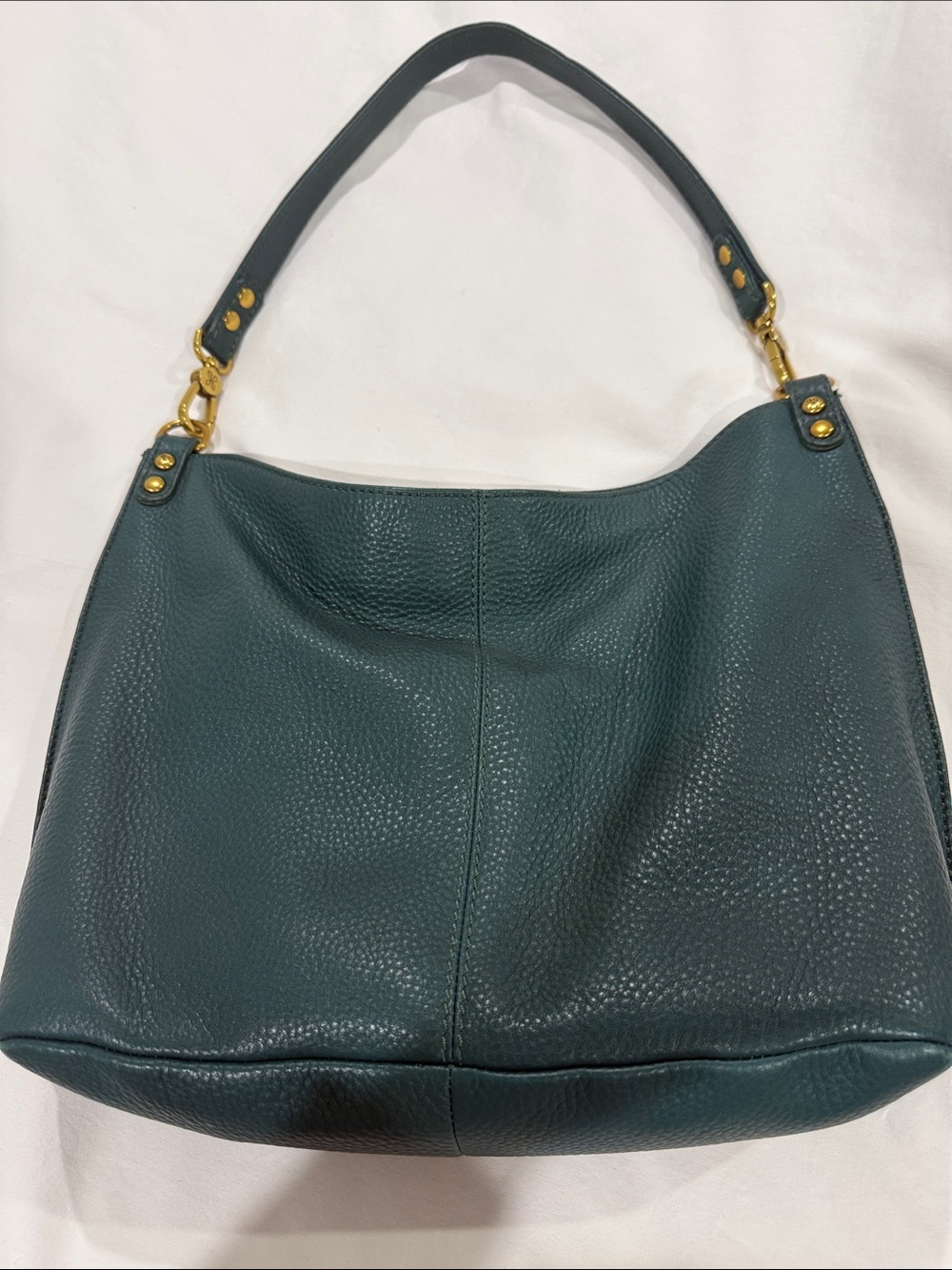 HOBO Teal Pebbled Leather Shoulder Hobo with Gold Hardware